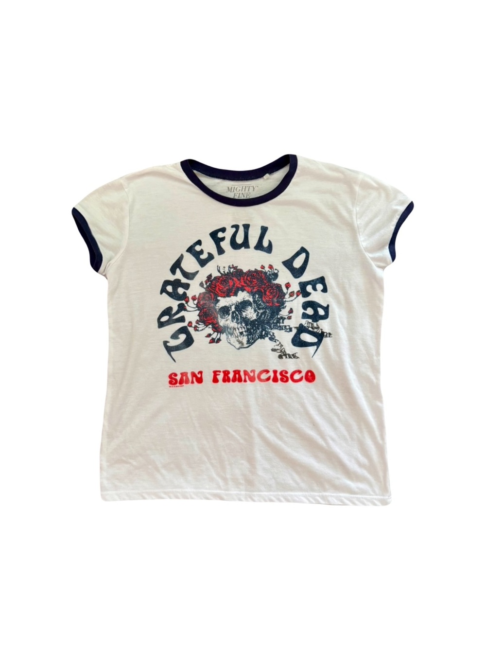 VTG MIGHTY FINE WHITE GRATEFUL DEAD GRAPHIC LOGO TEE SHIRT // SIZE LARGE 🤍
